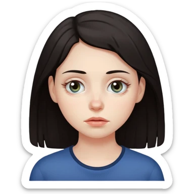 Girl with dark hair and circles under eyes tired  sticker