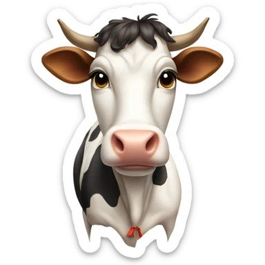 A cow withe a bow in his hair  sticker