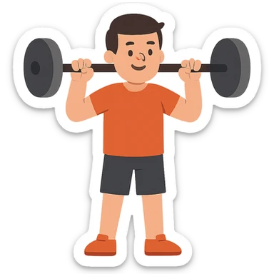 flat toon style man holding a barbell sticker