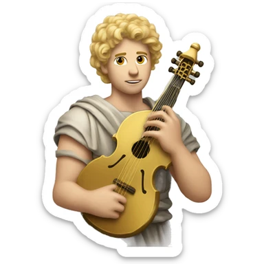 Apollo god. Calm face Holding a lyre with Blonde hair sticker