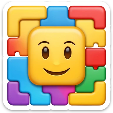 abstract art symbolizing Tenacity in emoji style, central square form breaking through barriers or resistance sticker