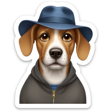 Dog wearing a hat sticker