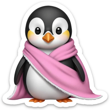 Cute penguin wrapped on pink blanket sticker