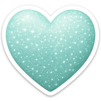 Make the mint color heart with a subtle gradient glittery effect, adding a gentle gradient and sparkling glitter texture, keeping the background transparent. Focus on a smooth gradient with glitter sparkle. sticker