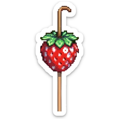 strawberry tanghulu on a wooden stick with shiny sugar coating sticker