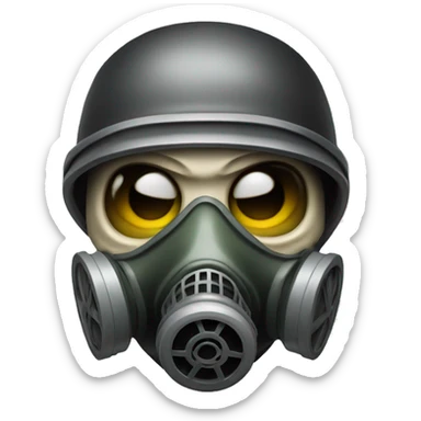Angry Skull wearing full face gas mask sticker