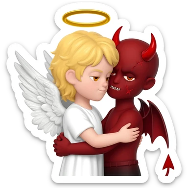 Angel abrazando a un diablo sticker