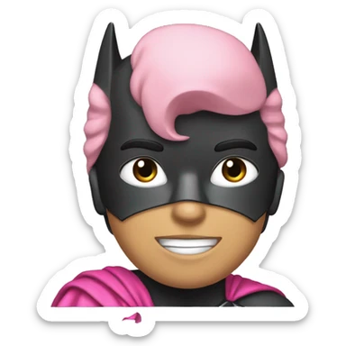 batman with pink bow on head sticker