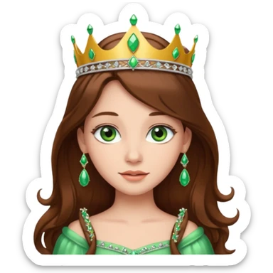 Princess with long brown hair green eyes sticker