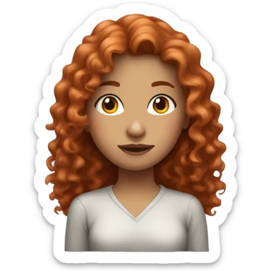 a red-haired girl with wavy hair and gray eyes and a mole near her mouth sticker