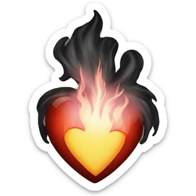 black heart with fire sticker