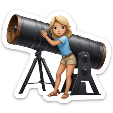 A girl inside the barrel of a canon, ready to be launched into the sky! sticker