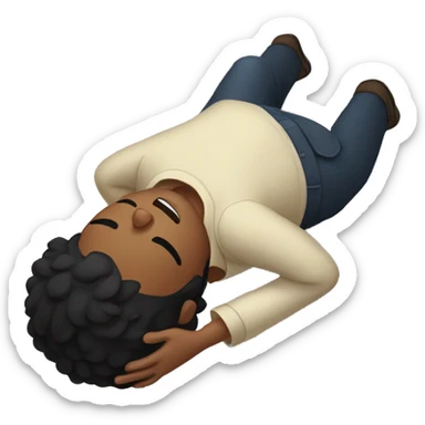 Black haired man lying unconscious on the ground sticker