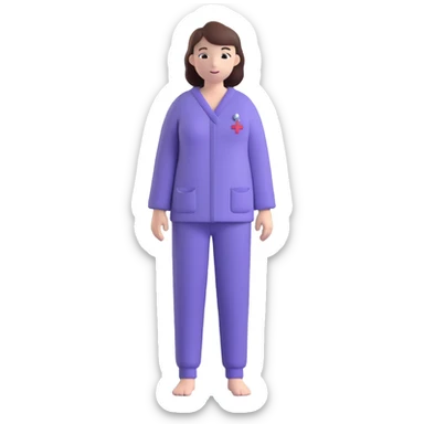 clean and modern adult body silhouette in 3D style wearing #6fe8f3 pajamas with subtle hospital wristband, no face, for psychiatric clinic Discord role icon sticker