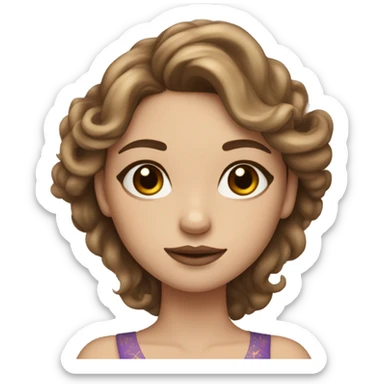 Create the zodiac sign leo as a pale brunette brown hair girl with elaborate makeup and dress that matches the zodiac sign  sticker