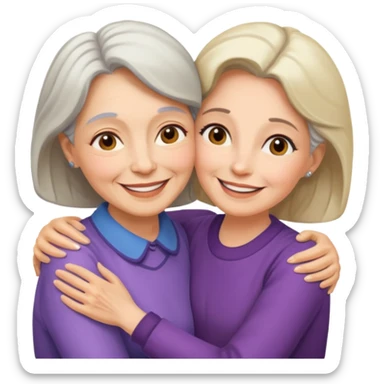 Abrazo de Madre de 70 años y hija sticker