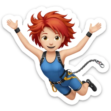 bungee jumping face only with hair flying red hair sticker