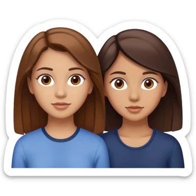 two sisters in their twenties; one has a slightly lighter complexion with lighter skin, brown eyes, and brown hair while the other is slightly tanner, brown eyes, and dark brown hair sticker