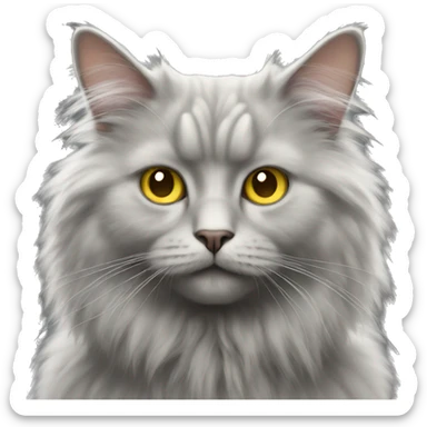 Angora cat gray with eyes yellow sticker
