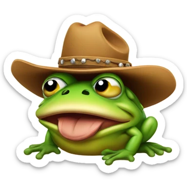 Farting cowboy frog sticker