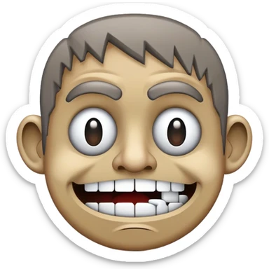 Depressed brownish gray trollface and the entire image including the trollface is staticky glitchy type sticker