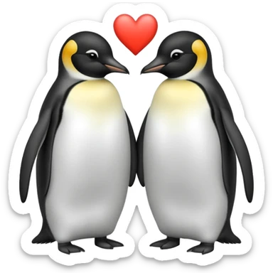 2 emperor penguins facing each other making a heart but no heart emoji sticker