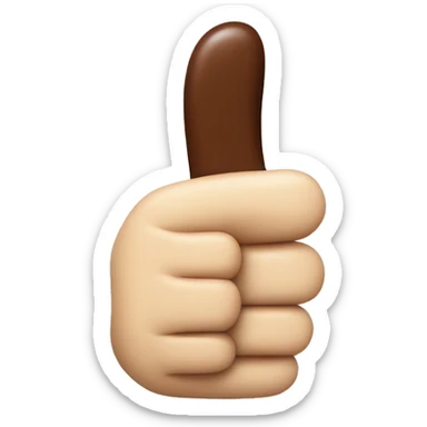 Thumbs up, with chocolate on the tip sticker