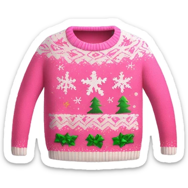 Realistic isolated pink ugly Christmas sweater. sticker