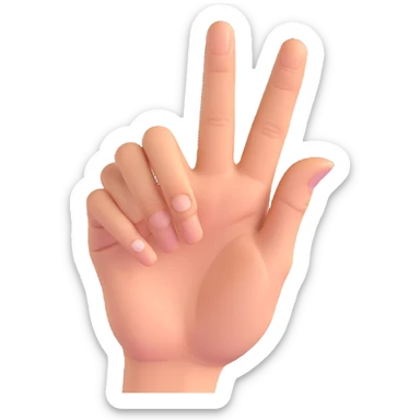 back of a hand, ring and index fingers raised, middle finger bent, thumb and pinky hidden, simple and clear sticker