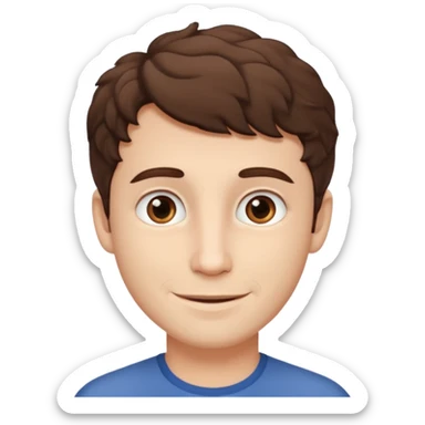 Create an emoji of a man with white skin and short brown but slightly curly hair sticker