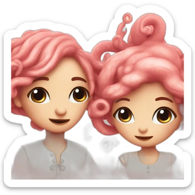 Cute lovely  kraken couple sticker