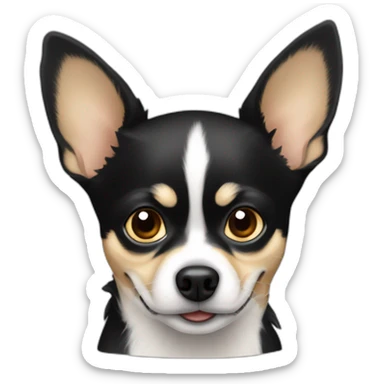 Chihuahua noir poilu à tache blanche  sticker