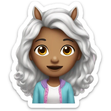 Little girl with unicorn  sticker