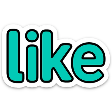 the word 'like' in turquoise, playful rounded font, white background sticker