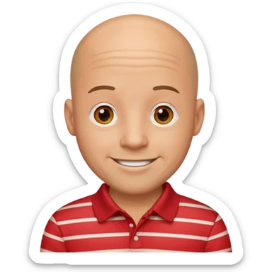 happy bald man with red striped polo sticker