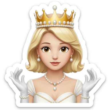 Blonde Elegant blonde princess with white gloves and pearl necklace, wearing crown.
 sticker