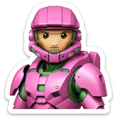 Master Chief wearing pink armor, 32x32 pixel art sticker