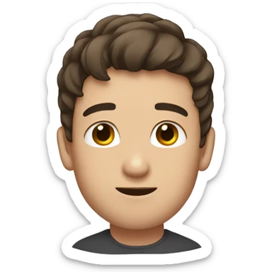 A brunette male getting his head pat sticker