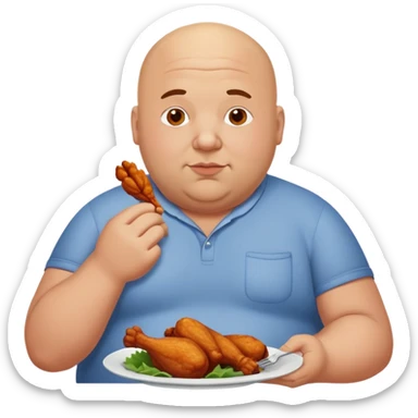 Fat bald man eating wings sticker