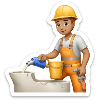 Construction guy pouring white concrete sticker