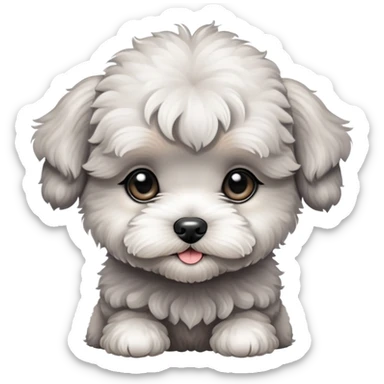 Grey  cute maltipoo puppy sticker