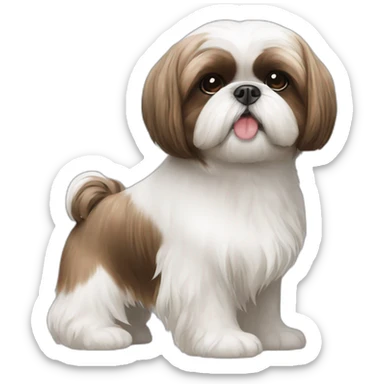 white and brown shih tzu with a smooth coat sticker