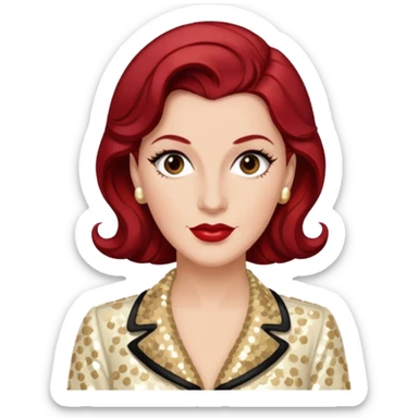 LaVerne Andrews from The Andrews Sisters with dark red hair, cream sequin outfit sticker