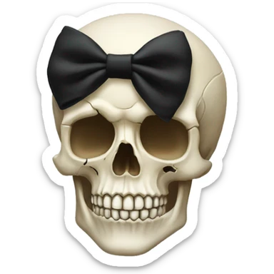 skull with a black bow on it sticker