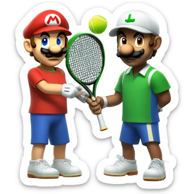 mario playing tennis with Luigi sticker