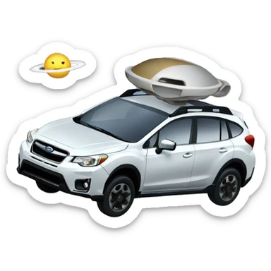 A white Subaru xv flying in space  sticker