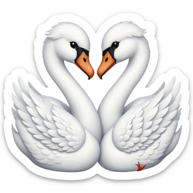 Two swans making heart sticker