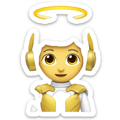 White and yellow angel with gear halo sticker