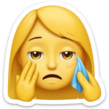 A emoji wiping off tears sticker
