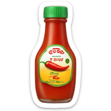 Bottle of hot sauce with picture of a red chili on the front sticker